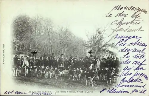 Ak Senlis Oise, Une chasse à courre, Avant la Curée