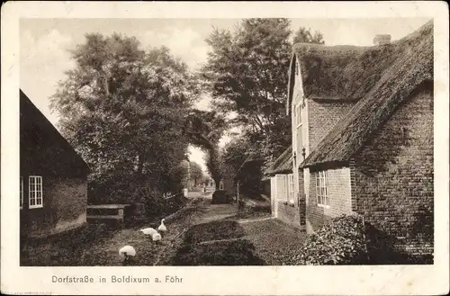 Ak Boldixum Wyk auf Föhr in Nordfriesland, Dorfstraße