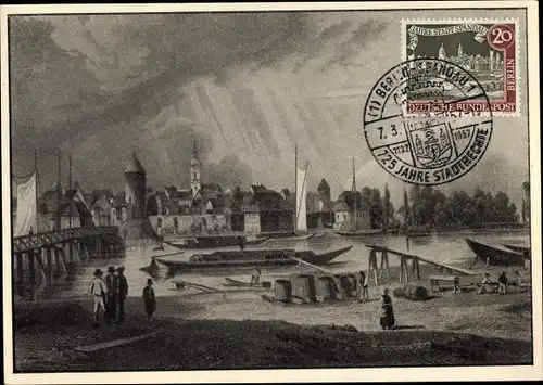 Maximum Ak Berlin Spandau, Historisches Bild der Stadt, Sonderstempel 725 Jahre Stadtrechte 1957