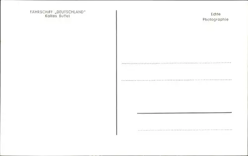 Ak Fährschiff Deutschland, Innenansicht, kaltes Buffet