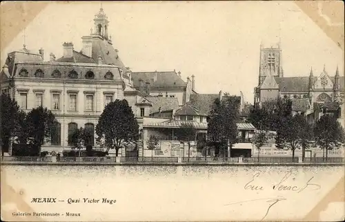 Ak Meaux Seine-et-Marne, Quai Victor Hugo