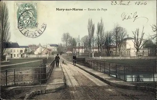 Ak Mary sur Marne Seine et Marne, Entrée du Pays