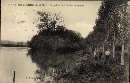 Ak Mary sur Marne Seine et Marne, La pointe de l'Ile sur la Marne