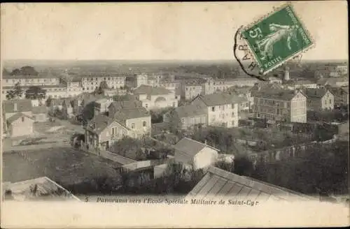 Ak Saint Cyr Yvelines, Panorama vers l'Ecole Speciale Militaire