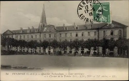 Ak Vendôme Loir et Cher, Quartier Rochambeau et le Clocher de la Trinite