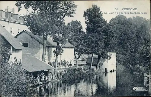 Ak Vendôme Loir et Cher, Le Loir au quartier Rochambeau