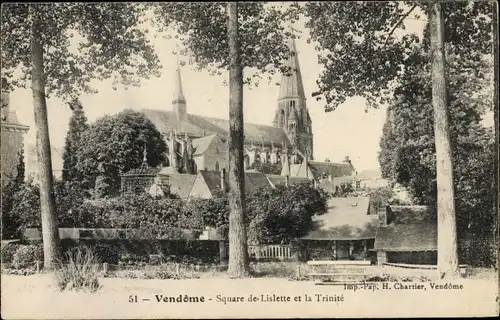 Ak Vendôme Loir et Cher, Square de Lislette et la Trinité