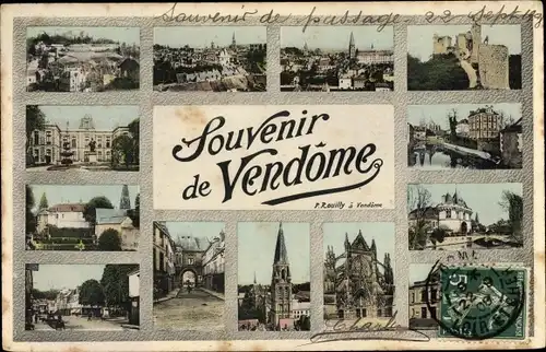 Ak Vendôme Loir et Cher, Église, Château, Ruines, Vue Générale