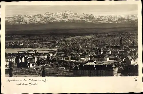 Ak Konstanz am Bodensee, Ort mit Säntis