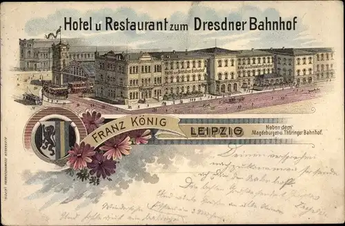 Wappen Litho Leipzig in Sachsen, Hotel Restaurant zum Dresdner Bahnhof