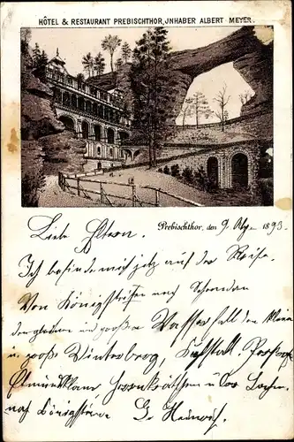 Vorläufer Litho Hřensko Herrnskretschen Elbe Region Aussig, Prebischtor, Hotel