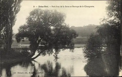 Ak Seine Port Seine et Marne, Petit bras de la Seine et Barrage de la Citanguette