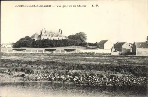 Ak Courseulles sur Mer Calvados, Vue generale du chateau