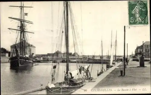 Ak Courseulles sur Mer Calvados, Le Bassin a Flot