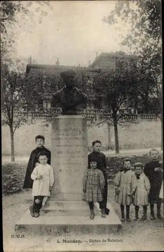 Ak Meudon Hauts de Seine, Statue de Rabelais