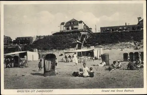 Ak Zandvoort Nordholland Niederlande, Strand met Groot Badhuis