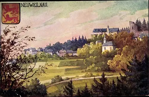 Künstler Ak Neuweilnau Weilrod im Taunus, Teilansicht, Wappen, Nr. 9