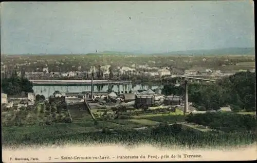 Ak Saint Germain en Laye Yvelines, Panorama du Pecq, pris de la Terrasse