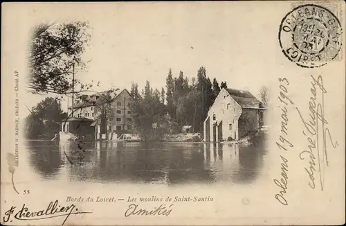 Ak Bords du Loiret Loiret, Les moulins de Saint Santin