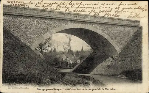 Ak Savigny sur Braye Loir et Cher, Vue prise au pont de la Fontaine