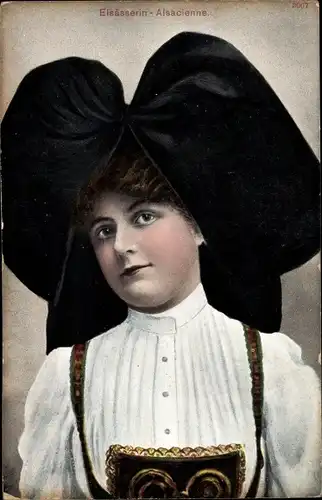 Ak Frau in Elsässer Tracht, Portrait