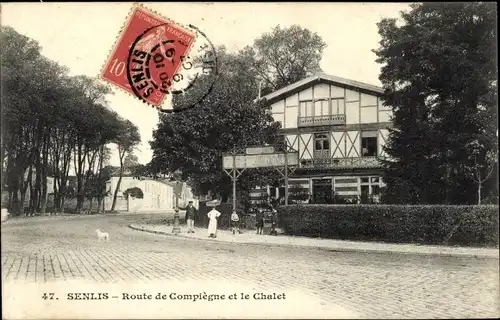 Ak Senlis Oise, Route de Compiègne et le Chalet