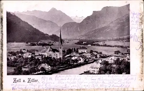 Ak Zell am Ziller in Tirol, Panorama vom Ort