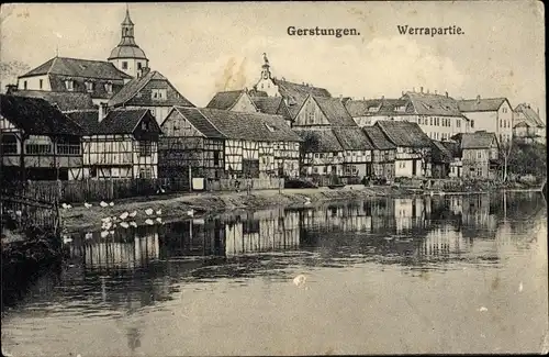 Ak Gerstungen in Thüringen, Werrapartie