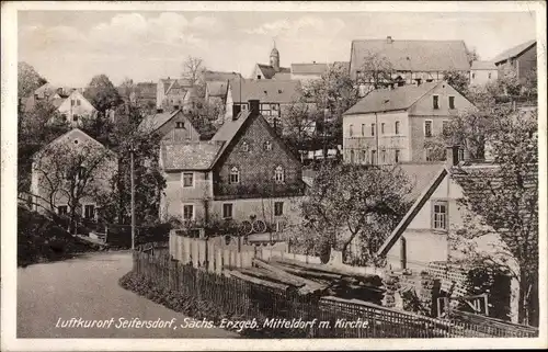 Ak Seifersdorf Dippoldiswalde im Osterzgebirge, Mitteldorf mit Kirche