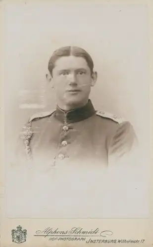 CdV Alphons Schmidt Insterburg, Deutscher Soldat in Uniform, Regiment 45, Achselschnur