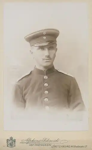 CdV Alphons Schmidt Insterburg, Deutscher Soldat in Uniform, Schirmmütze