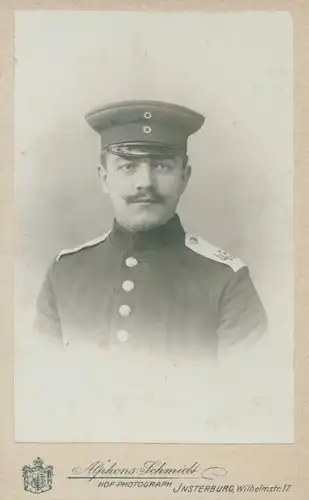 CdV Alphons Schmidt Insterburg, Deutscher Soldat, Portrait, Regiment 45, Schirmmütze