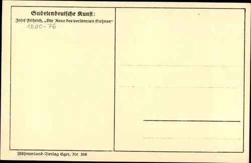 Künstler Ak Führich, J., Die Reue des verlorenen Sohnes