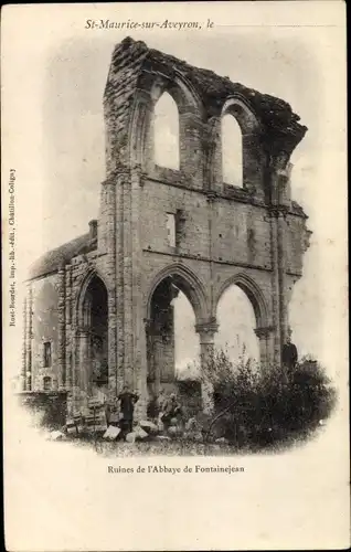 Ak Saint Maurice sur Aveyron Loiret, Ruines de l'Abbaye de Fontainejean