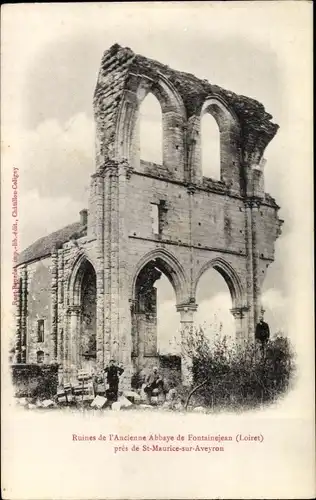 Ak Saint Maurice sur Aveyron Loiret, Ruines de l'Abbaye de Fontainejean