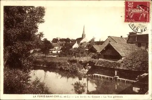 Ak La Ferté Saint Cyr Loir et Cher, Les bords du Cosson, La Vue générale