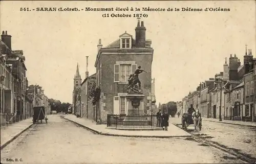 Ak Saran Loiret Monument élevé à la Mémoire de la Défense d'Orléans