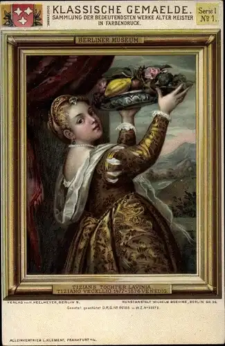 Künstler Litho Tizian, Tizians Tochter Lavinia, Portrait