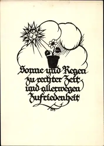 Scherenschnitt Ak Schwindt, A. M., Sonne und Regen zu rechter Zeit