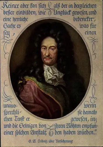 Künstler Ak Gottfried Wilhelm Leibniz, Portrait, Reklame, Allianz Lebensversicherung AG