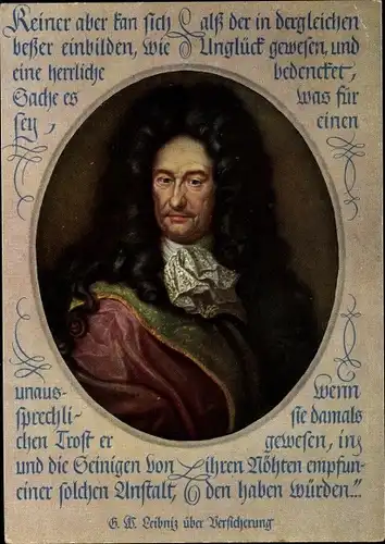 Künstler Ak Gottfried Wilhelm Leibniz, Portrait, Reklame, Allianz Lebensversicherung AG