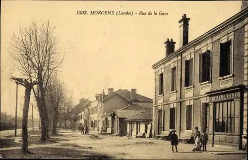 Ak Morcenx Landes, Rue de la Gare