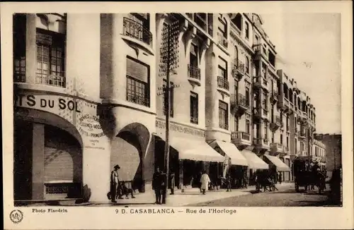 Ak Casablanca Marokko, Rue de l'Horloge