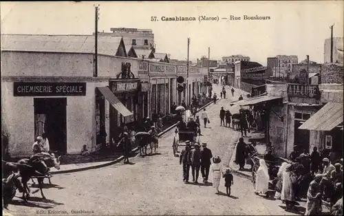 Ak Casablanca Marokko, Rue Bouskours, Chemiserie Speciale