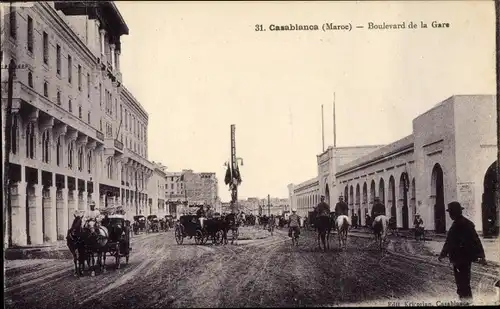 Ak Casablanca Marokko, Boulevard de la Gare
