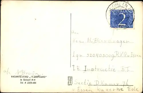 Ak Schoorl Nordholland, Vacantie Oord 't Zeepaard