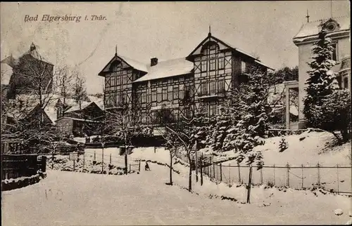 Ak Elgersburg Thüringen, Blick auf Fachwerkhaus, Winter