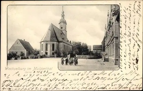 Ak Wechselburg in Sachsen, Markt, Kirche, Muldental