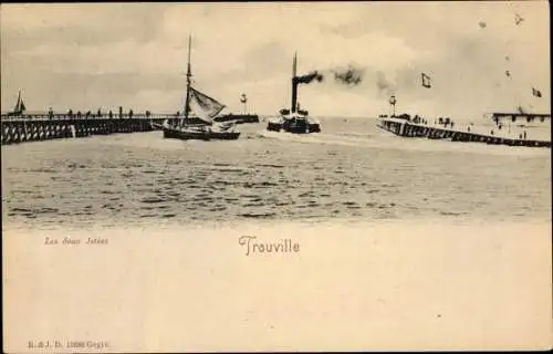 Ak Trouville-sur-Mer Calvados, Les deux Jetées