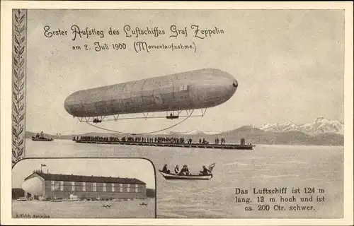 Ak Erster Aufstieg des Luftschiffes Graf Zeppelin 1900, LZ 127
